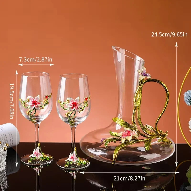 Enamel carved red wine glass