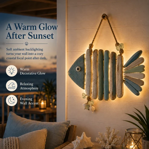 Lighted Coastal Fish Wall Decor