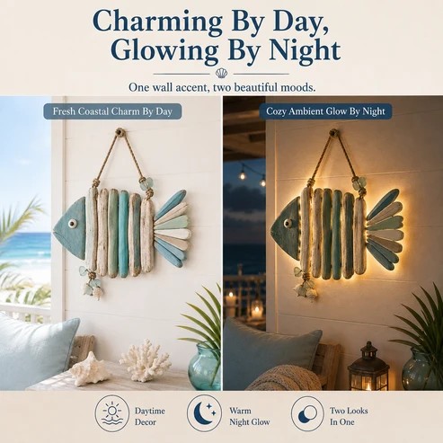 Lighted Coastal Fish Wall Decor