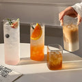 Minimalist Square Glass Cup, Household Transparent Drinking Cup Summer Juice Cup Cold Beverage Cup Instagram-Style Milk Cup Gift